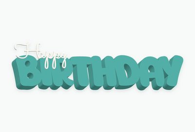Schriftzug Happy Birthday, Blockschrift mint, Schreibschrift creme