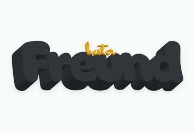 Schriftzug Bester Freund, Blockschrift anthrazit, Schreibschrift gelb