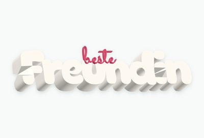 Schriftzug Beste Freundin, Blockschrift creme, Schreibschrift beere