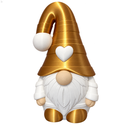 Wichtel Norbert XXL, ca. 49 cm – goldene Mütze und Schuhe, weißes Herz