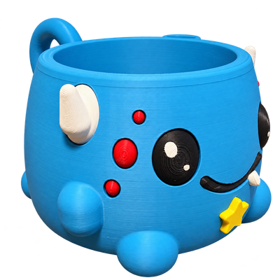 Blauer Monster-Eisbecherhalter – Schrägansicht